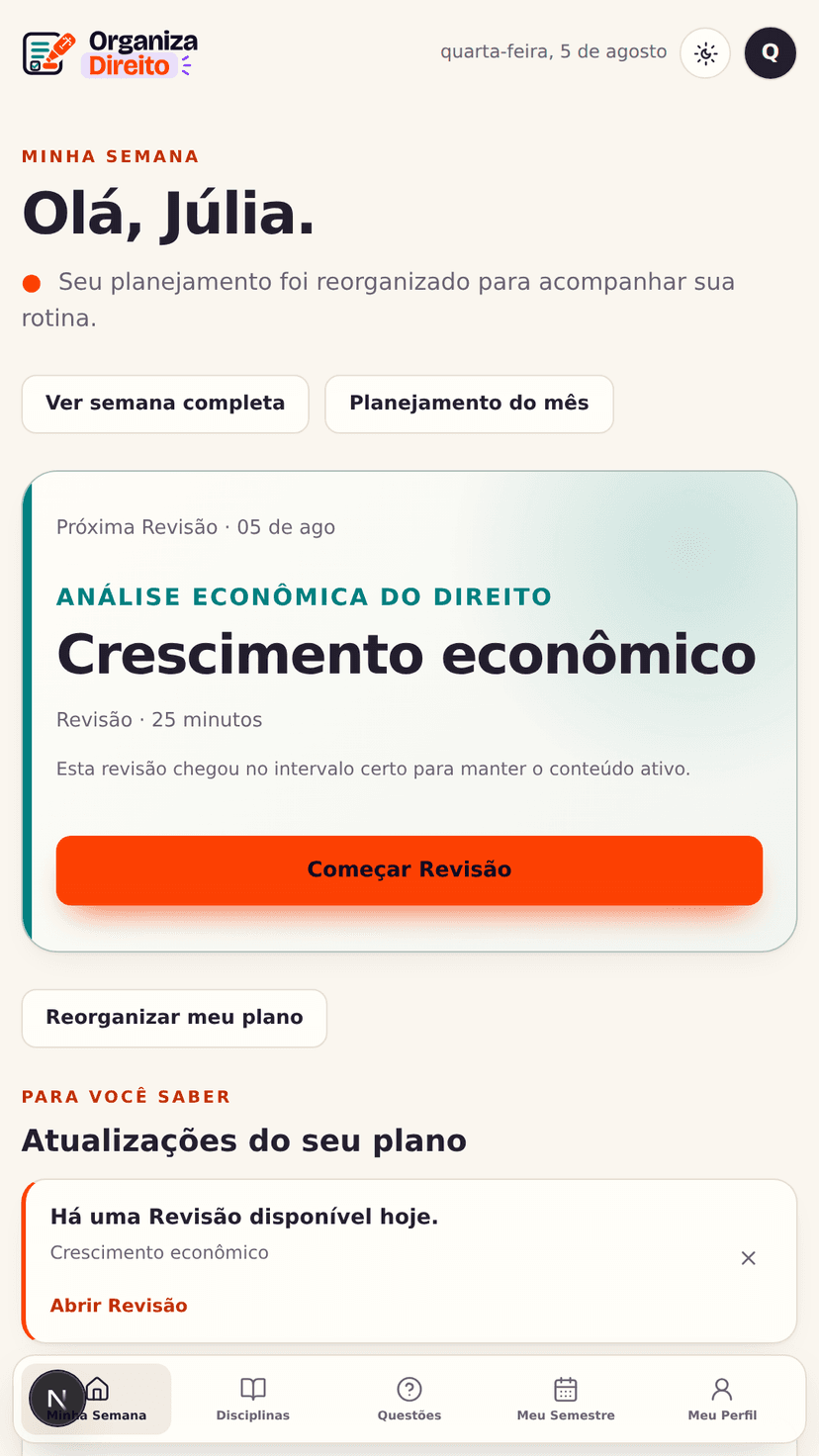 Minha Semana no Organiza Direito
